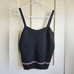 Anthropologie MAEVE Black Patterned Knit Tank Top